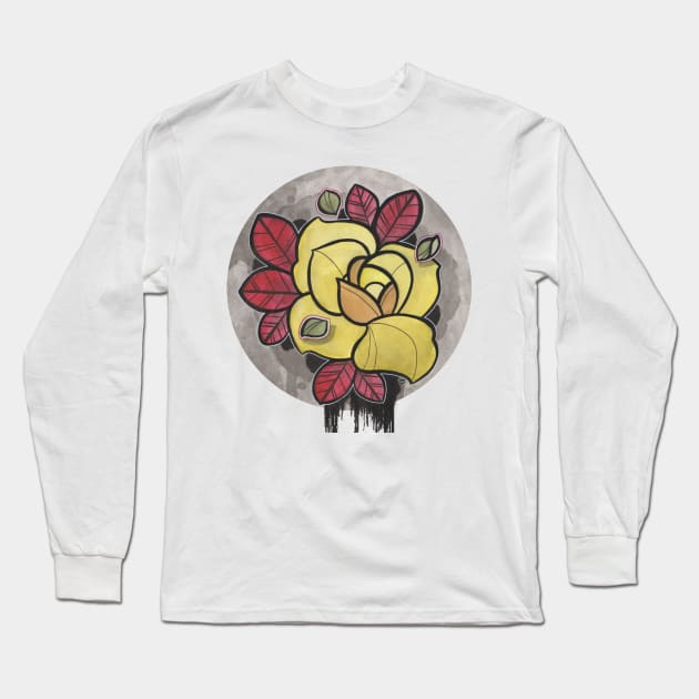 Yellow Rose Long Sleeve T-Shirt by Jhooray